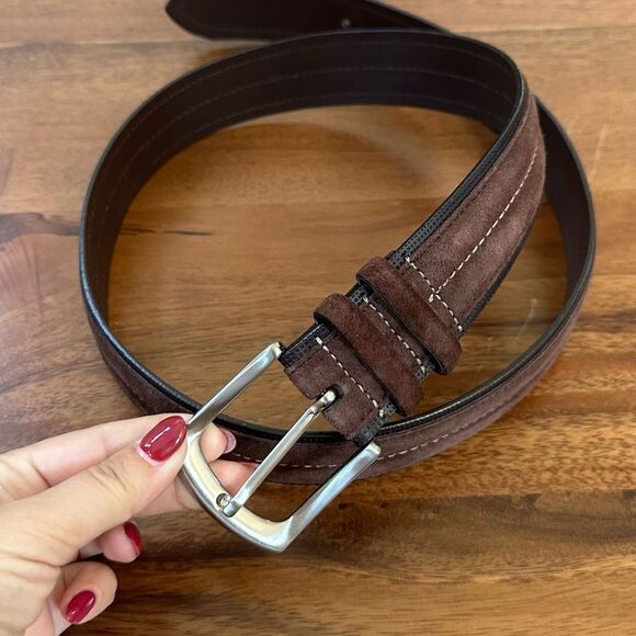 Massimo Dutti Men’s Brown Leather Suede Belt - Picture 2 of 11